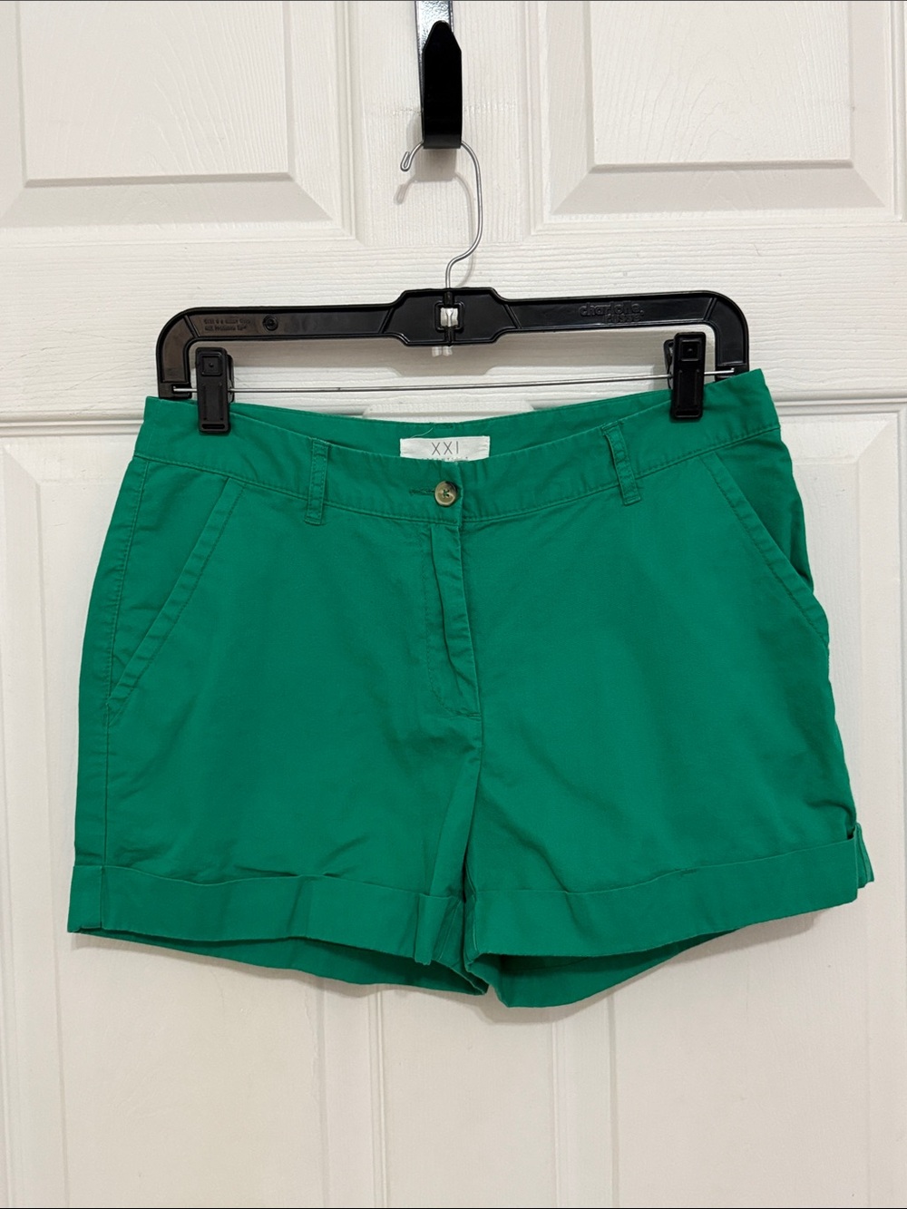 F21 women’s green cotton shorts